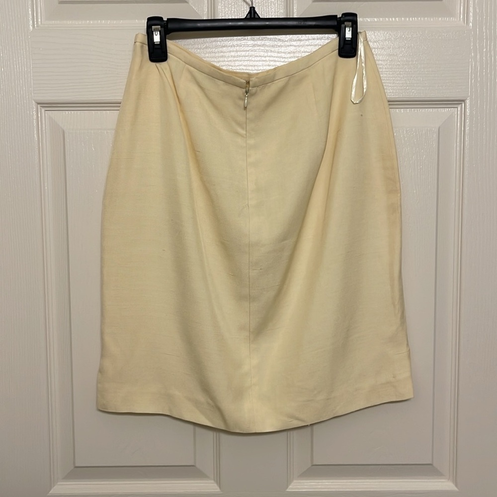Vintage Silk Skirt Blazer Suit Set Valerie Stevens Pale Yellow - Picture 3 of 15